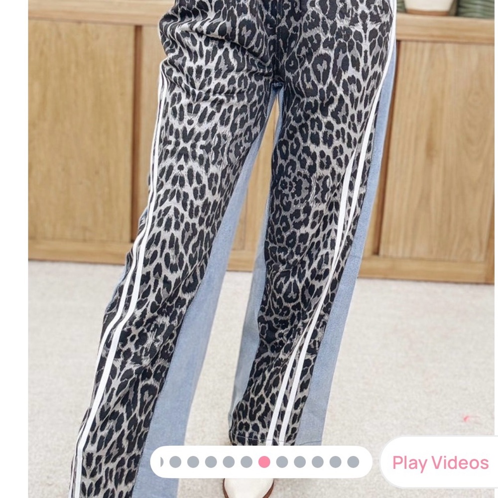 Balboa Fashion. Jeans with Leopard Print Women's Pants
